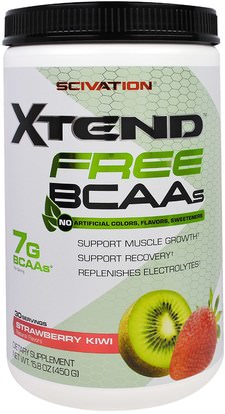 Scivation, Xtend Free BCAAs, Strawberry Kiwi, 15.8 oz (450 g) ,والرياضة، والعضلات