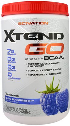 Scivation, Xtend GO, Energy + BCAAs, Blue Raspberry, 15.1 oz (429 g) ,الرياضة، تجريب، الرياضة