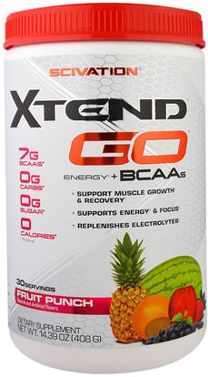 Scivation, Xtend GO, Energy + BCAAs, Fruit Punch, 14.39 oz (408 g) ,الرياضة، تجريب، الرياضة