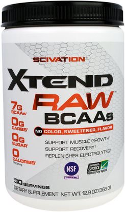 Scivation, Xtend Raw BCAAs, Unflavored, 12.9 oz (366 g) ,والمكملات، والأحماض الأمينية، بكا (متفرعة سلسلة الأحماض الأمينية)، والرياضة، تجريب
