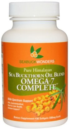 SeaBuckWonders, Omega-7 Complete, Sea Buckthorn Oil Blend, 500 mg, 60 Softgels ,المكملات الغذائية، أوميغا 7، أدابتوغين