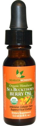SeaBuckWonders, Organic Himalayan Sea Buckthorn Berry Oil, 0.45 fl oz (13.3 ml) ,المكملات الغذائية، أدابتوغن، النبق البحر