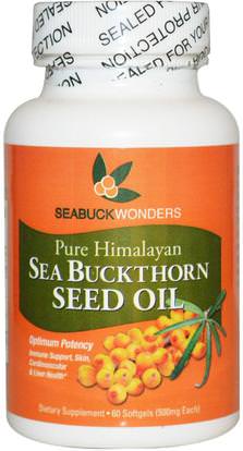 SeaBuckWonders, Sea Buckthorn Seed Oil, 500 mg, 60 Softgels ,المكملات الغذائية، أدابتوغن، النبق البحر