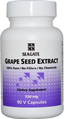 Seagate, Grape Seed Extract, 250 mg, 90 Veggie Caps ,المكملات الغذائية، مضادات الأكسدة، استخراج بذور العنب