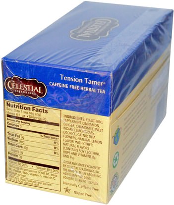 التوابل السماوية Celestial Seasonings, Herbal Tea, Tension Tamer, Caffeine Free, 20 Tea Bags, 1.5 oz (43 g)