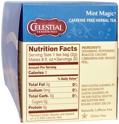 التوابل السماوية Celestial Seasonings, Mint Magic Herbal Teas, Caffeine Free, 20 Tea Bags, 1.4 oz (41 g)