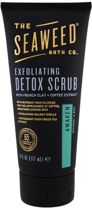 Seaweed Bath Co., Exfoliating Detox Scrub, Awaken, Rosemary & Mint, 6 fl oz (177 ml) ,الجمال، العناية بالوجه، نوع الجلد الطبيعي لتجفيف الجلد، تقشير الوجه