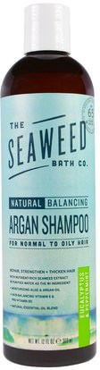Seaweed Bath Co., Natural Balancing Argan Shampoo, Eucalyptus & Peppermint, 12 fl oz (360 ml) ,حمام، الجمال، الشعر، فروة الرأس، الشامبو، مكيف