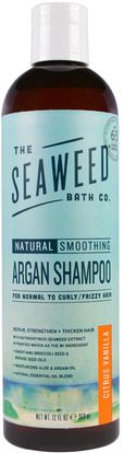 Seaweed Bath Co., Natural Smoothing Argan Shampoo, Citrus Vanilla, 12 fl oz (360 ml) ,حمام، الجمال، شامبو أرغان، الشعر، فروة الرأس، الشامبو، مكيف