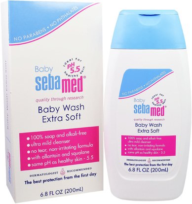 Sebamed USA, Baby Wash, Extra Soft, 6.8 fl oz (200 ml) ,حمام، الجمال، هلام الاستحمام، الاطفال غسل الجسم، هلام الاستحمام الاطفال