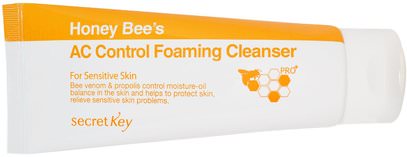 Secret Key, Honey Bees AC Control Foaming Cleanser, 150 ml ,حمام، الجمال، العناية بالوجه، منظفات الوجه