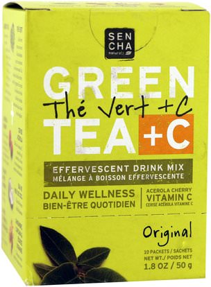 Sencha Naturals, Green Tea + C, Original, 10 Packets, 1.8 oz (50 g) Each ,المكملات الغذائية، مضادات الأكسدة، الشاي الأخضر، الغذاء، الشاي العشبية