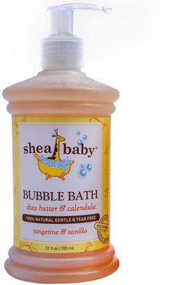 Shea Baby Shea Mama, Bubble Bath, Tangerine & Vanilla, 12 fl oz (355 ml) ,حمام، الجمال، فقاعة حمام، صحة الأطفال