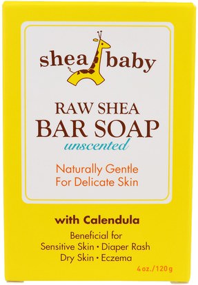 Shea Baby Shea Mama, Raw Shea Bar Soap, Unscented, 4 oz (120 g) ,صحة الأطفال، حمام الاطفال