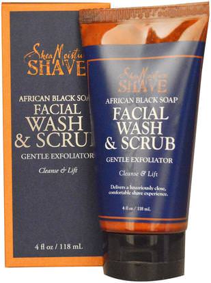 Shea Moisture, African Black Soap Facial Wash & Scrub, 4 fl oz (118 ml) ,الجمال، حمض الساليسيليك، تقشير الوجه