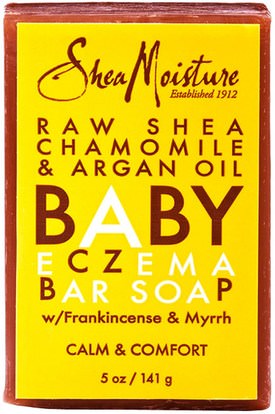 Shea Moisture, Baby Eczema Bar Soap, Raw Shea Chamomile & Argan Oil, 5 oz (141 g) ,حمام، الجمال، حمام أرجان، الصابون