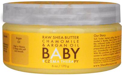 Shea Moisture, Baby Eczema Therapy, Raw Shea Butter Chamomile & Argan Oil, 6 oz (170 g) ,حمام، الجمال، المستحضرات أرغان والزبدة، غسول الجسم، غسول الطفل