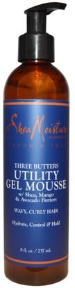 Shea Moisture, Groom & Shave, Three Butters Utility Gel Mousse, 8 fl oz (237 ml) ,حمام، الجمال، تصفيف الشعر هلام