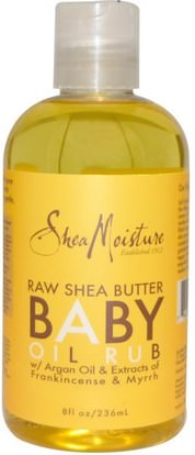 Shea Moisture, Raw Shea Butter Baby Oil Rub, 8 fl oz (236 ml) ,الصحة، الجلد، زيت التدليك، صحة الأطفال، حفاضات، زيوت مسحوق الطفل