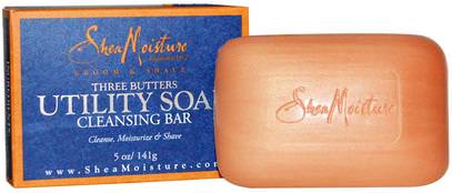 Shea Moisture, Three Butters Utility Soap, Cleansing Bar, 5 oz (141 g) ,حمام، الجمال، الصابون، رجل العناية الشخصية