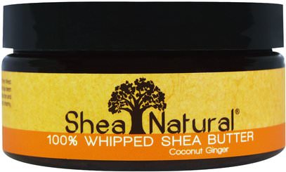 Shea Natural, 100% Whipped Shea Butter, Coconut Ginger, 6.3 oz (178 g) ,حمام، الجمال، زبدة الشيا