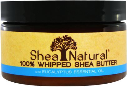 Shea Natural, 100% Whipped Shea Butter With Eucalyptus Essential Oil, 3.2 oz (90 g) ,حمام، الجمال، زبدة الشيا