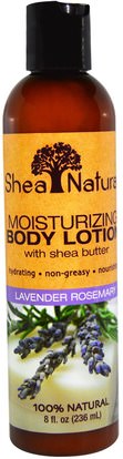 Shea Natural, Moisturizing Body Lotion with Shea Butter, Lavender Rosemary, 8 fl oz (236 ml) ,حمام، الجمال، غسول الجسم