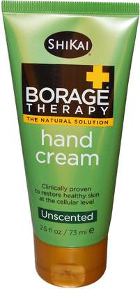 Shikai, Borage Therapy, Hand Cream, Aloe Vera Gel, Unscented, 2.5 fl oz (73 ml) ,حمام، الجمال، كريمات اليد، حمام أوميغا