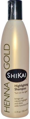 Shikai, Henna Gold, Highlighting Shampoo, 12 fl oz (355 ml) ,حمام، الجمال، الشعر، فروة الرأس، لون الشعر، العناية بالشعر