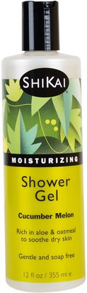 Shikai, Moisturizing Shower Gel, Cucumber Melon, 12 fl oz (355 ml) ,حمام، الجمال، هلام الاستحمام