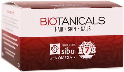 Sibu Beauty, Biotanicals, Hair, Skin, Nails with Omega-7, 60 Vegetarian Softgels ,حمام، الجمال، الشعر ترقق ونمو، المرأة