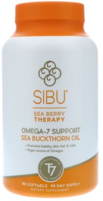 Sibu Beauty, Sea Berry Therapy, Omega-7 Support, Sea Buckthorn Oil, 180 Softgels ,حمام، الجمال، البحر النبق الجمال، أوميغا-7