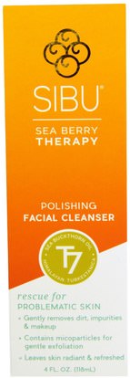 Sibu Beauty, Sea Berry Therapy, Polishing Facial Cleanser, Sea Buckthorn Oil, T7, 4 fl oz (118 ml) ,الجمال، العناية بالوجه، الجلد، منظفات الوجه