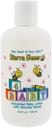 Sierra Bees, Baby Lotion with Manuka Honey, Unscented, 8.8 fl oz (260 ml) ,الجمال، العناية بالوجه، مانوكا العسل العناية بالبشرة، النحل سييرا الطفل
