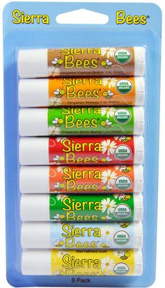 Sierra Bees, Organic Lip Balms, Variety Pack, 8 Pack ,حمام، الجمال، العناية الشفاه، بلسم الشفاه، النحل سيرا العضوية بلسم الشفاه