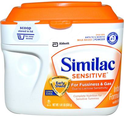 Similac, Sensitive, Infant Formula with Iron, Birth to 12 Months, 1.41 lb (638 g) ,صحة الأطفال، حليب الأطفال والحليب المجفف، البطانيات الحساسة، التغذية الروتينية