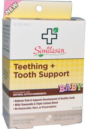 Similasan, Baby Teething + Tooth Support, 135 Quick Dissolving Tablets ,صحة الطفل، التسنين الطفل، تخفيف الألم المثلية