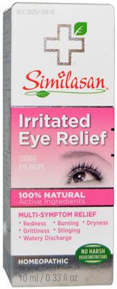 Similasan, Irritated Eye Relief, Sterile Eye Drops, 0.33 fl oz (10 ml) ,المكملات الغذائية، المثلية، العناية بالعيون، الرعاية للرؤية، قطرات العين
