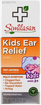 Similasan, Kids Ear Relief, Ages 2+, 0.33 oz (10 ml) ,الصحة، الأذن السمع وطنين الأذن، السمع المنتجات، قطرات الأذن