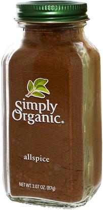 Simply Organic, Allspice, 3.07 oz (87 g) ,الطعام، التوابل والتوابل، التوابل التوابل