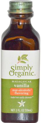 Simply Organic, Madagascar Vanilla, Non-Alcoholic Flavoring, Farm Grown, 2 fl oz (59 ml) ,والمكملات الغذائية، والفاصوليا الفانيليا استخراج