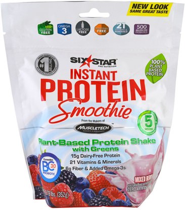 Six Star, Instant Protein Smoothie, Mixed Berry, 0.78 lbs (352 g) ,والرياضة، والمكملات الغذائية، والبروتين