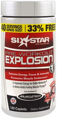 Six Star, Pre-Workout Explosion, 120 Caplets ,والصحة، والطاقة، والرياضة