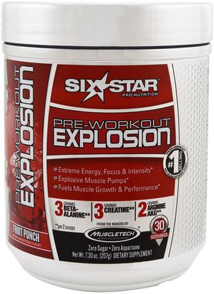 Six Star, Pre-Workout Explosion, Fruit Punch, 7.30 oz (207 g) ,والصحة، والطاقة، والرياضة