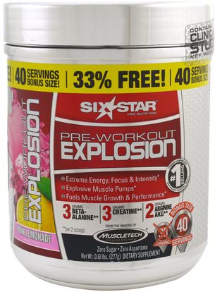 Six Star, Pre-Workout Explosion, Pink Lemonade, 0.61 lbs (277 g) ,والصحة، والطاقة، والرياضة