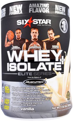 Six Star, Six Star Pro Nutrition, Whey Isolate + Plus, Elite Series, French Vanilla, 1.50 lbs (680 g) ,المكملات الغذائية، بروتين مصل اللبن، والرياضة