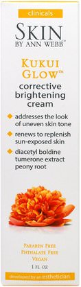 Skin By Ann Webb, Kukui Glow, Corrective Brightening Cream, 1 fl oz ,الجمال، العناية بالوجه، اشراق العناية الوجه، الكريمات المستحضرات، الأمصال