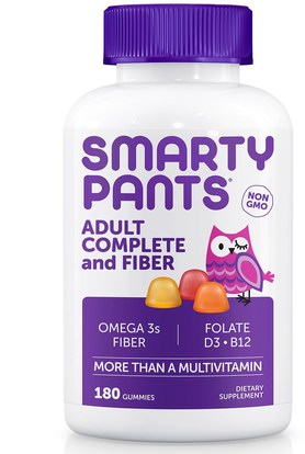 SmartyPants, Adult Complete and Fiber, 180 Gummies ,الفيتامينات، الفيتامينات المتعددة، غوميس الفيتامينات