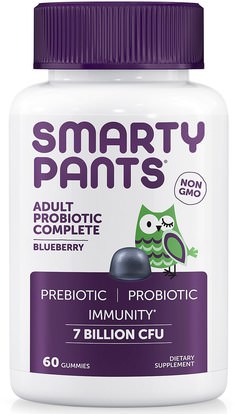 SmartyPants, Adult Probiotic Complete, Blueberry, 60 Gummies ,المكملات الغذائية، البروبيوتيك