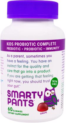 SmartyPants, Kids Probiotic Complete, Grape, 60 Gummies ,المكملات الغذائية، غوميز، البروبيوتيك، الأطفال البروبيوتيك
